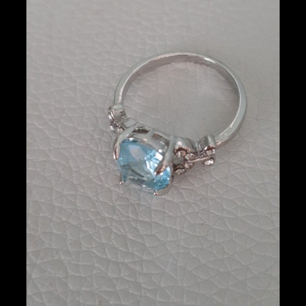 Blue Butterfly Design Silvertone Ring